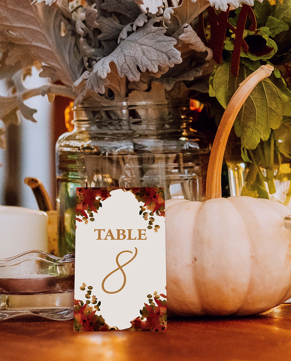 custom fall Autumn wedding invitation set