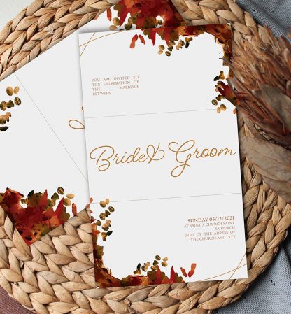 custom Autumn wedding invitation set